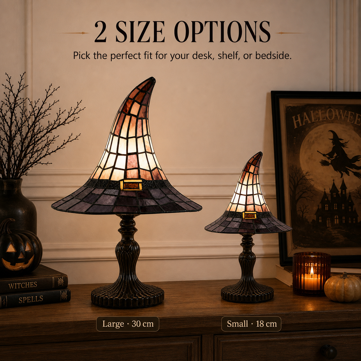 🔥Hot Sale - 40% OFF🔥 –Vintage Witch Hat Table Lamp – USB-Powered Resin Accent Light, 2 Sizes