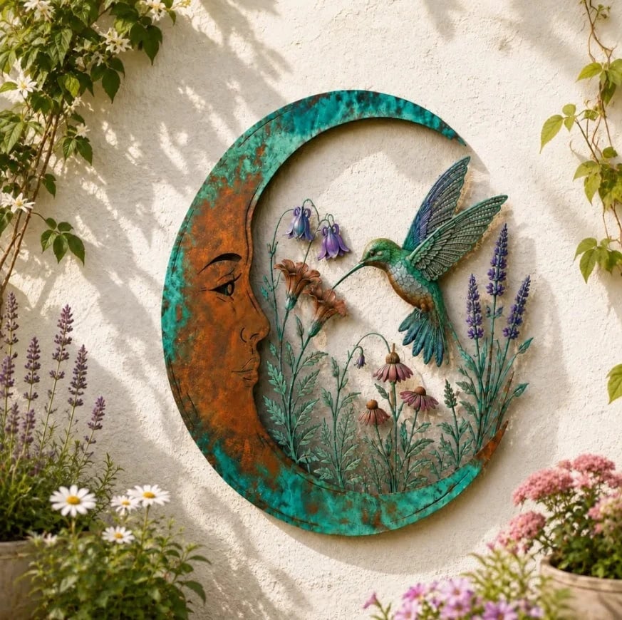 🌙Enchanted Moon Garden Wall Art – Nature-Inspired Outdoor Decor