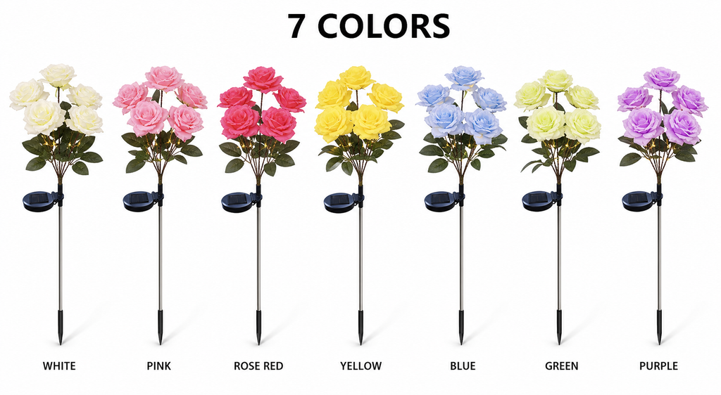 Solar 7-Head Rose Garden Stake Light