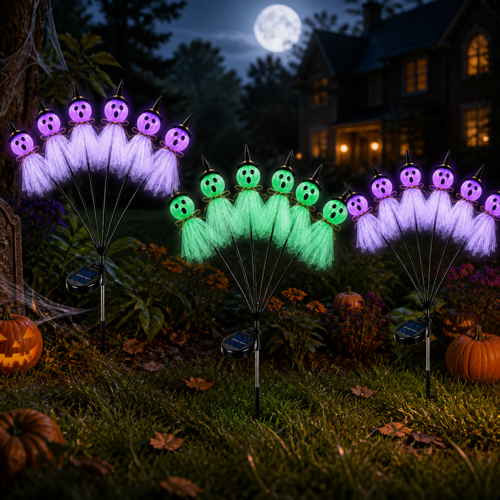 Estaca de luz solar de Halloween con fantasma oscilante