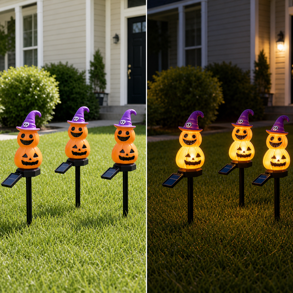 Solar Witch Hat Pumpkin Stake Light