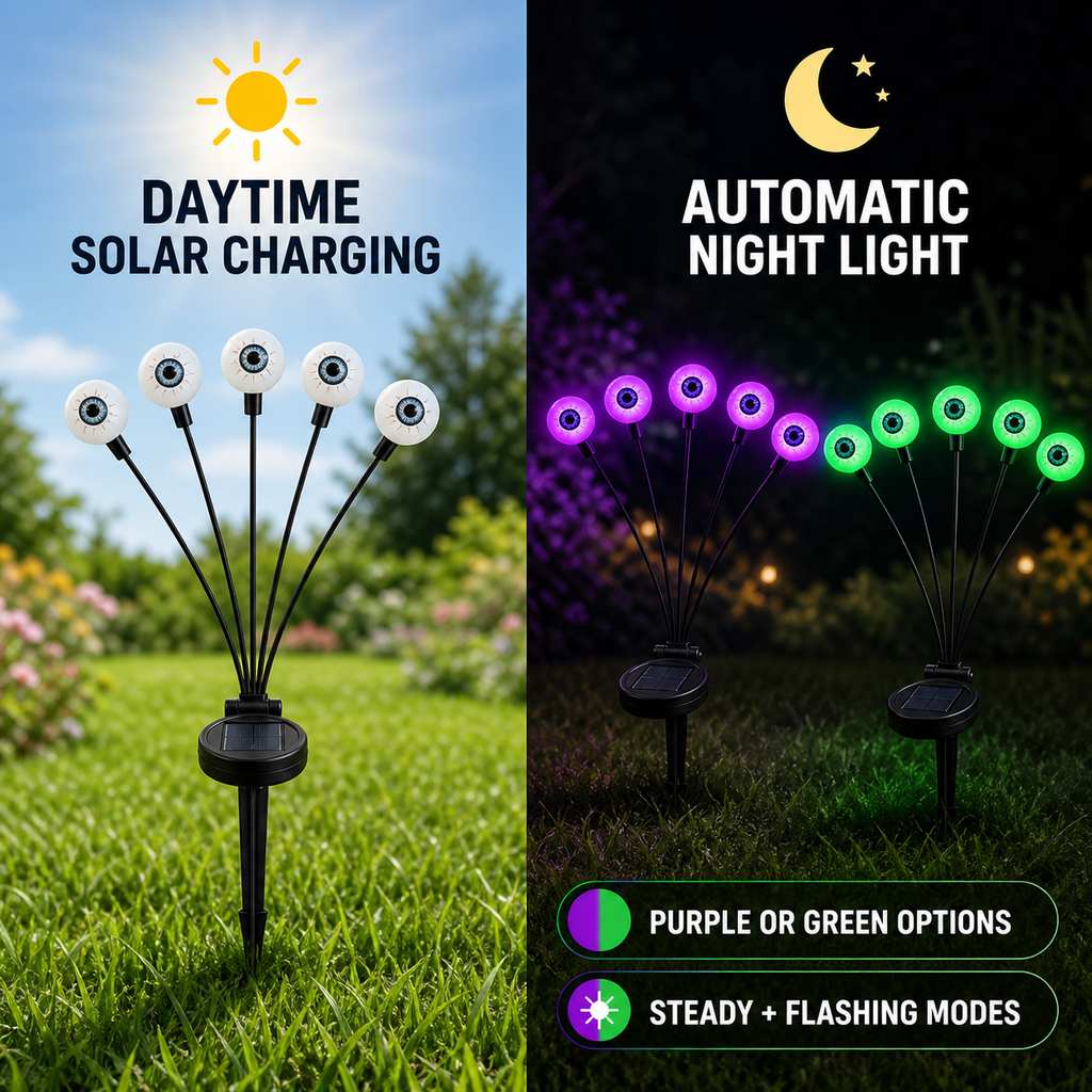 Luces solares de estaca con diseño de globo ocular para Halloween