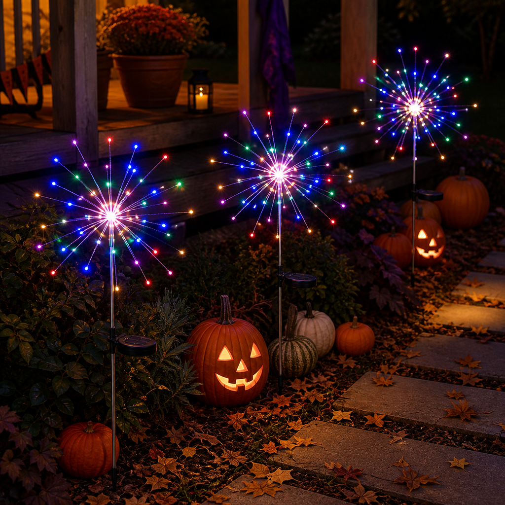 200-LED Solar Firework Garden Stake Light