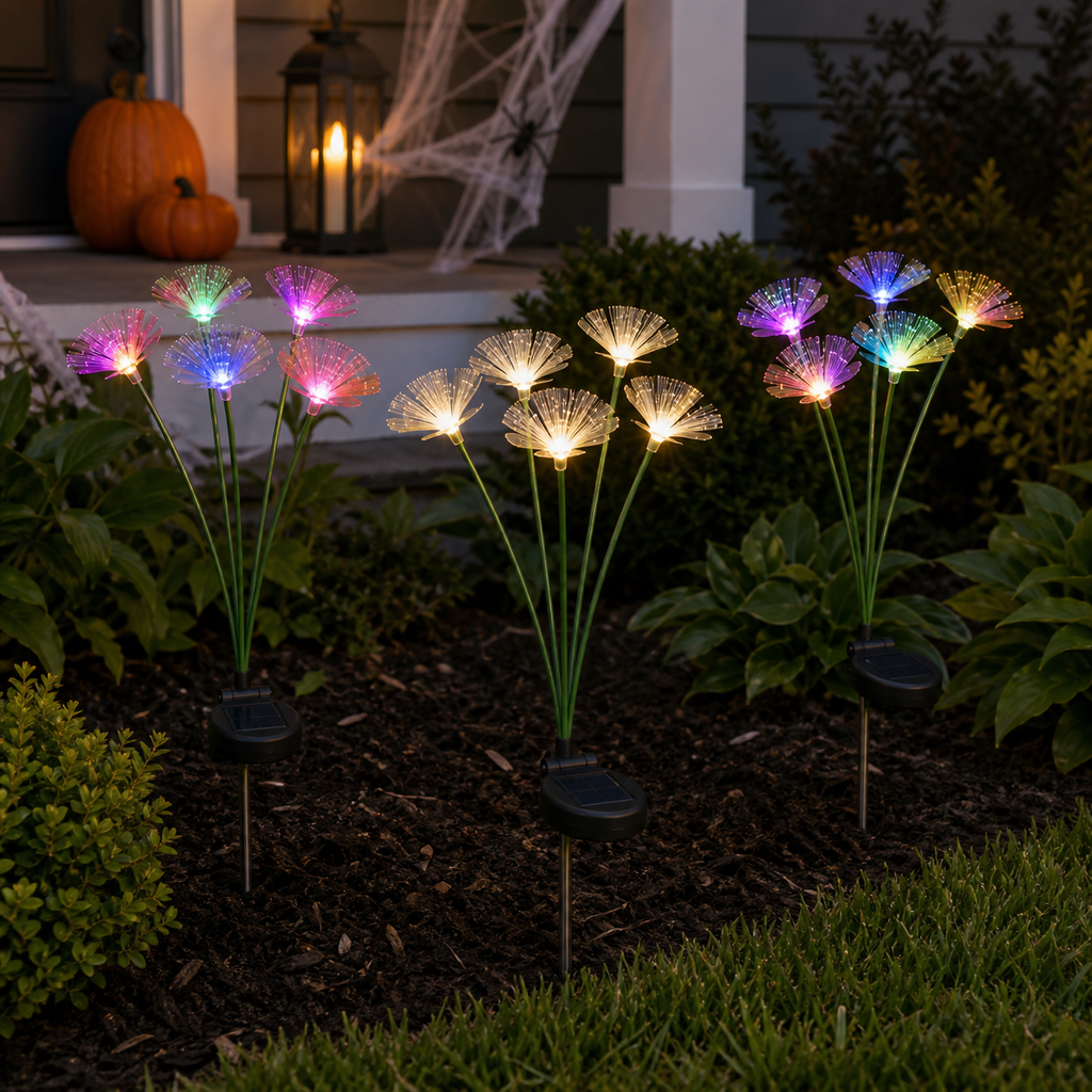 Estaca de jardín solar con 6 luces en forma de pétalo