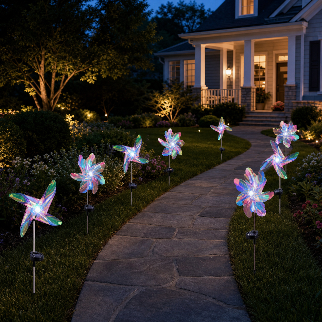 Solar Iridescent Pinwheel Garden Stake Light