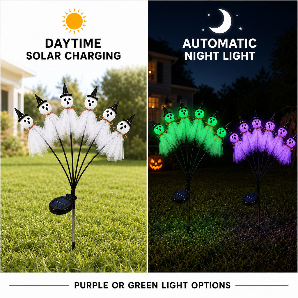 Estaca de luz solar de Halloween con fantasma oscilante