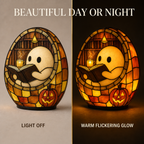 Cozy Reading Ghost Night Light – Handmade Resin Halloween Lamp