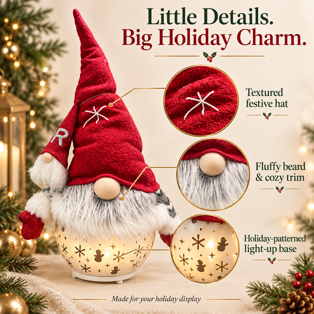 Free Shipping 🎄 Light-Up Christmas Gnome & Snowman Decor + Free R Mini Gnome