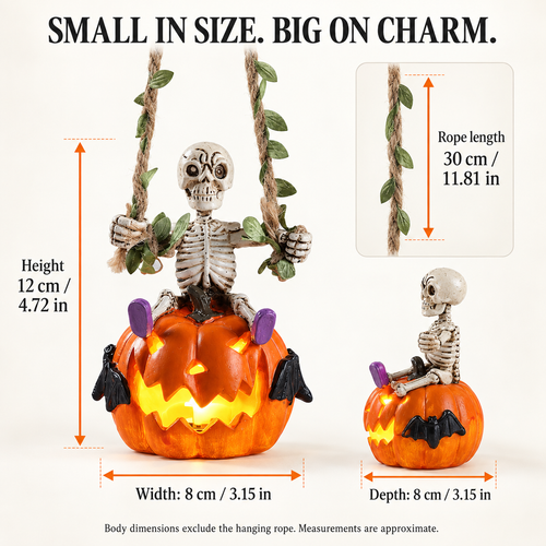 Free Shipping 🎃 Light-Up Skeleton Pumpkin Hanging Ornament | Halloween Decor