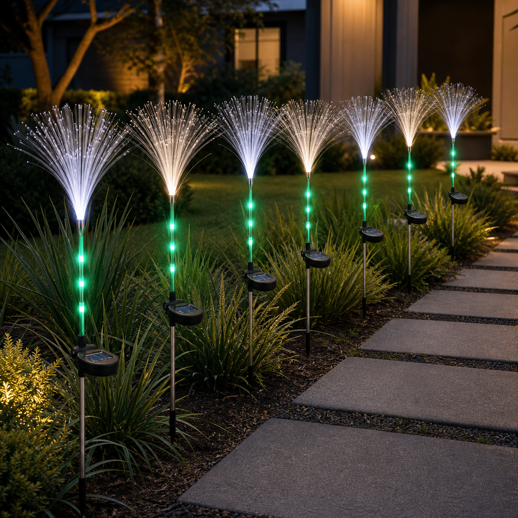 Solar Fiber-Optic Reed Garden Stake Light