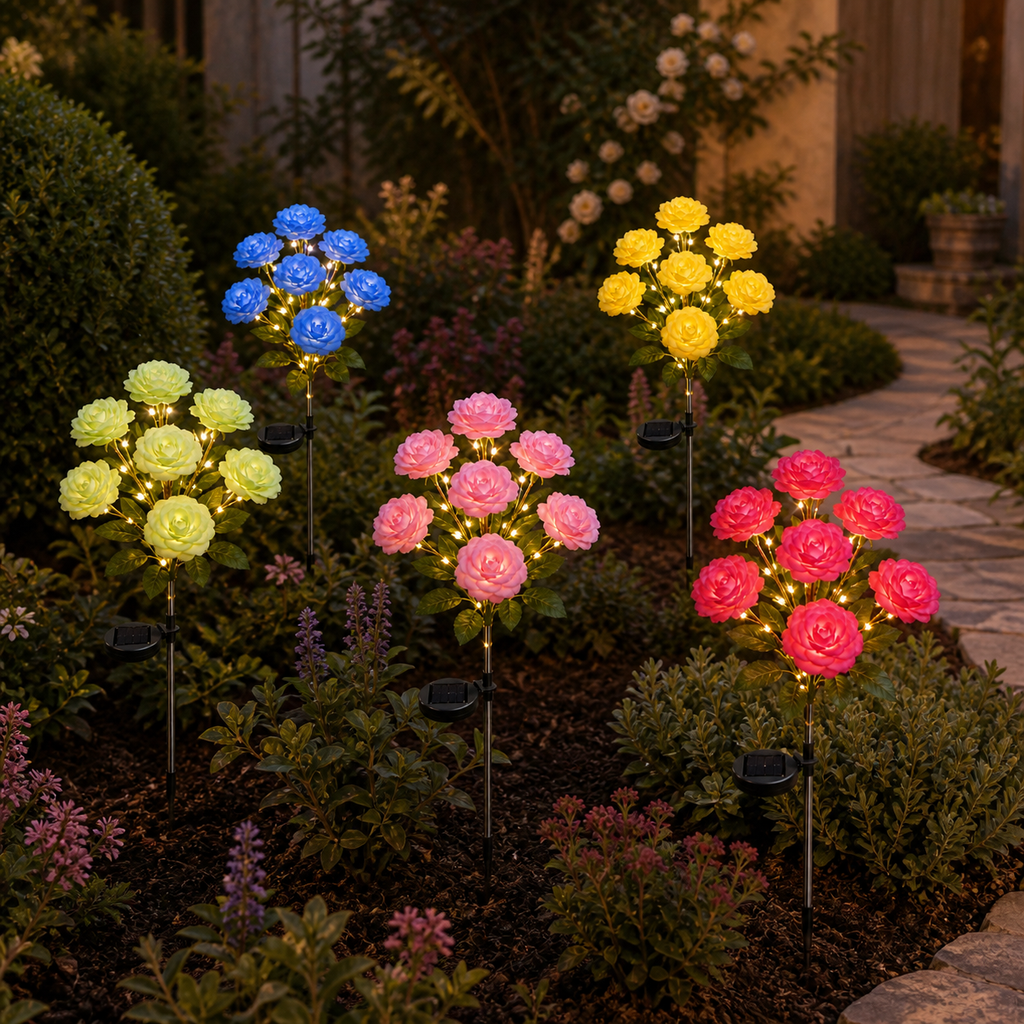 Solar 7-Head Rose Garden Stake Light