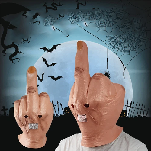 Funny contempt middle finger full head mask