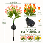 Estaca solar para jardín de tulipanes con 5 cabezas