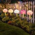 Luz solar de estaca para jardín con hortensias