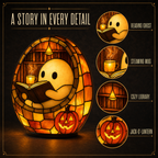 Cozy Reading Ghost Night Light – Handmade Resin Halloween Lamp