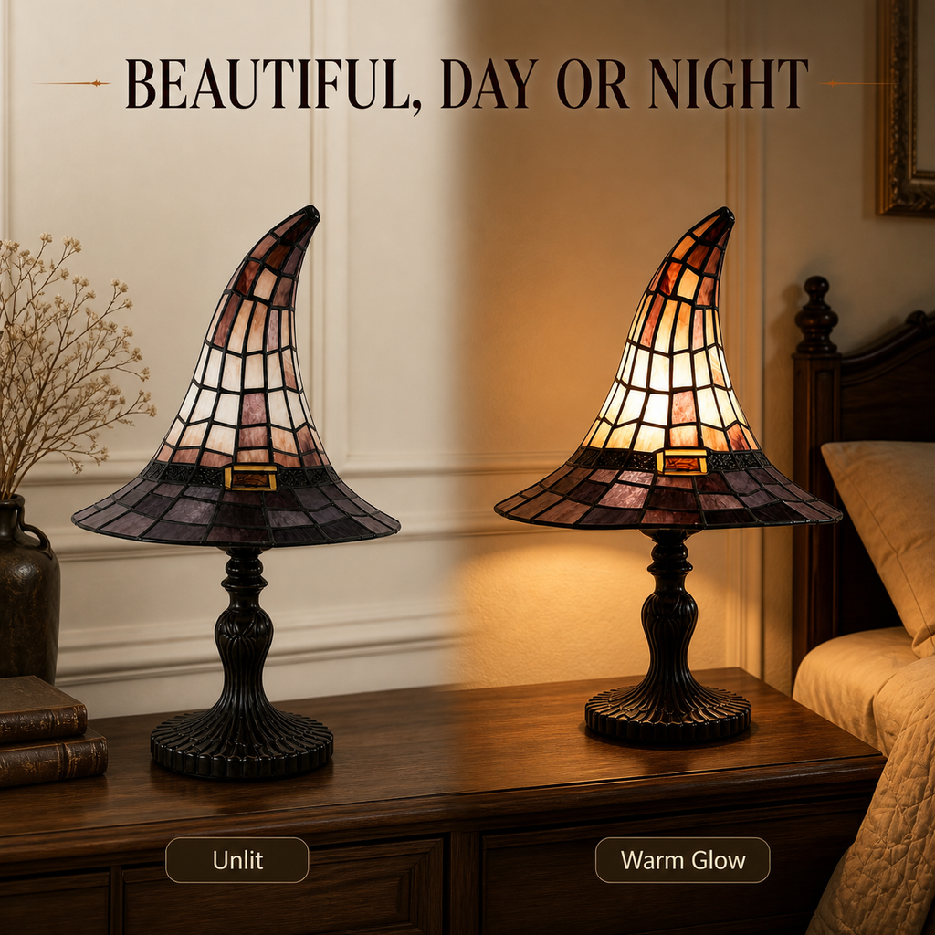 🔥Hot Sale - 40% OFF🔥 –Vintage Witch Hat Table Lamp – USB-Powered Resin Accent Light, 2 Sizes