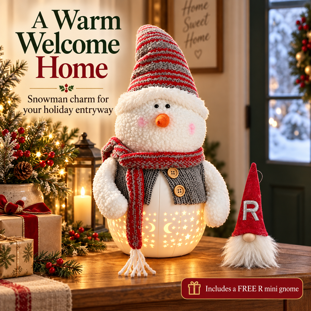 Free Shipping 🎄 Light-Up Christmas Gnome & Snowman Decor + Free R Mini Gnome