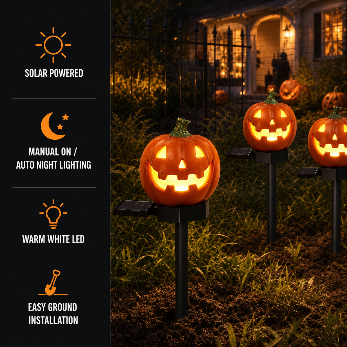 Ηλιακό Φωτιστικό Καρφί Halloween Κολοκύθα