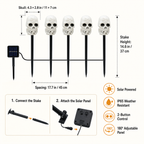 Estacas de luces solares de calavera para caminos, 5 unidades