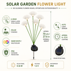 Estaca de jardín solar con 6 luces en forma de pétalo