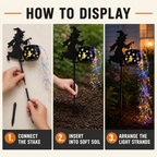 Halloween Witch Cauldron Garden Stake Light