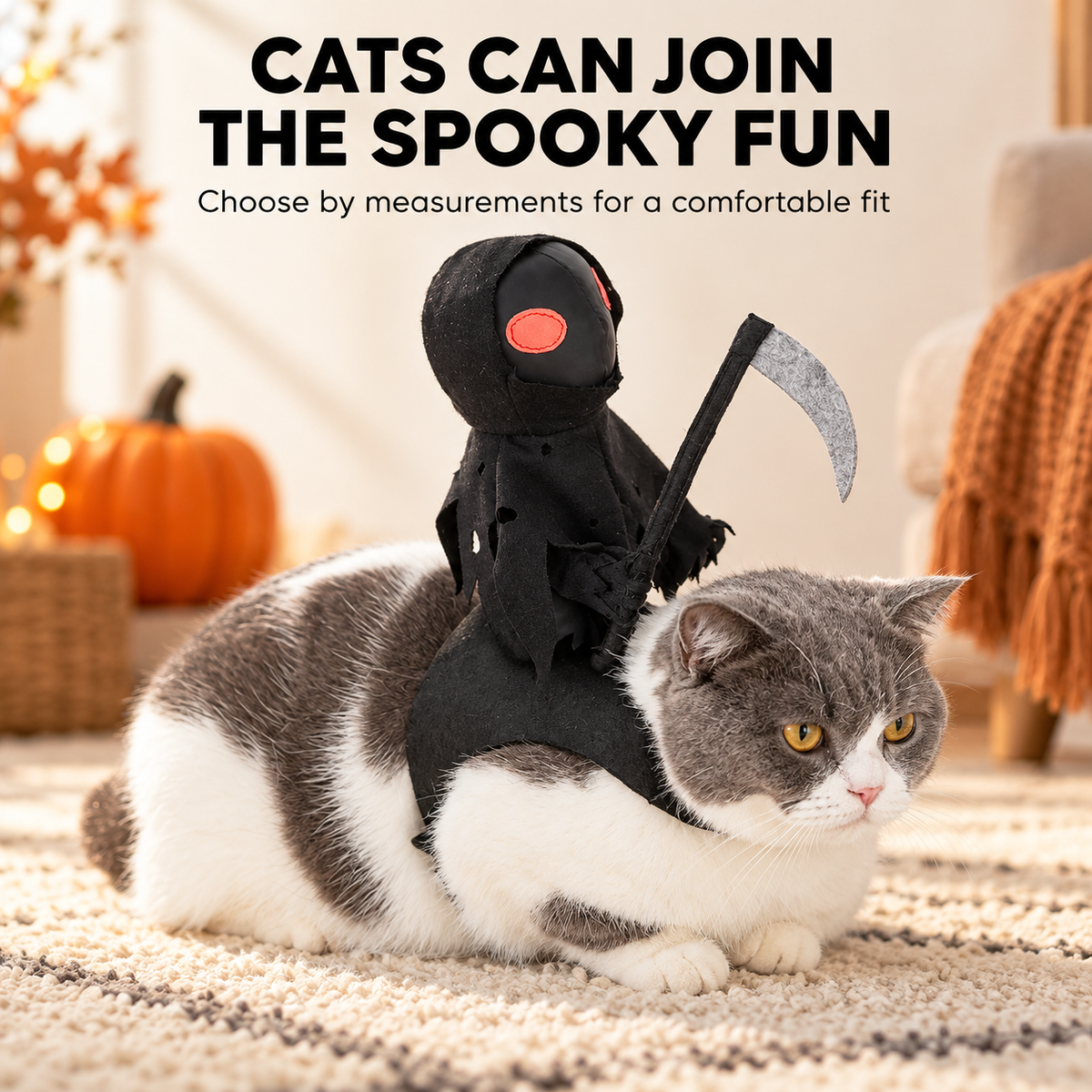 Free Shipping 🎃 Grim Reaper Rider Costume for Dogs & Cats