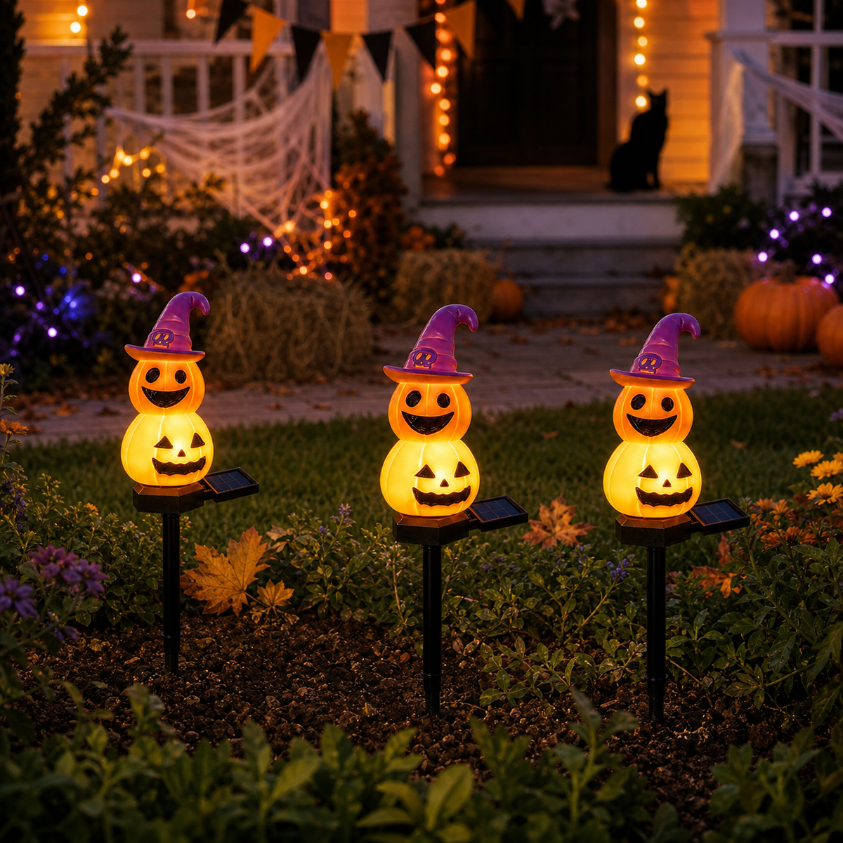 Solar Witch Hat Pumpkin Stake Light