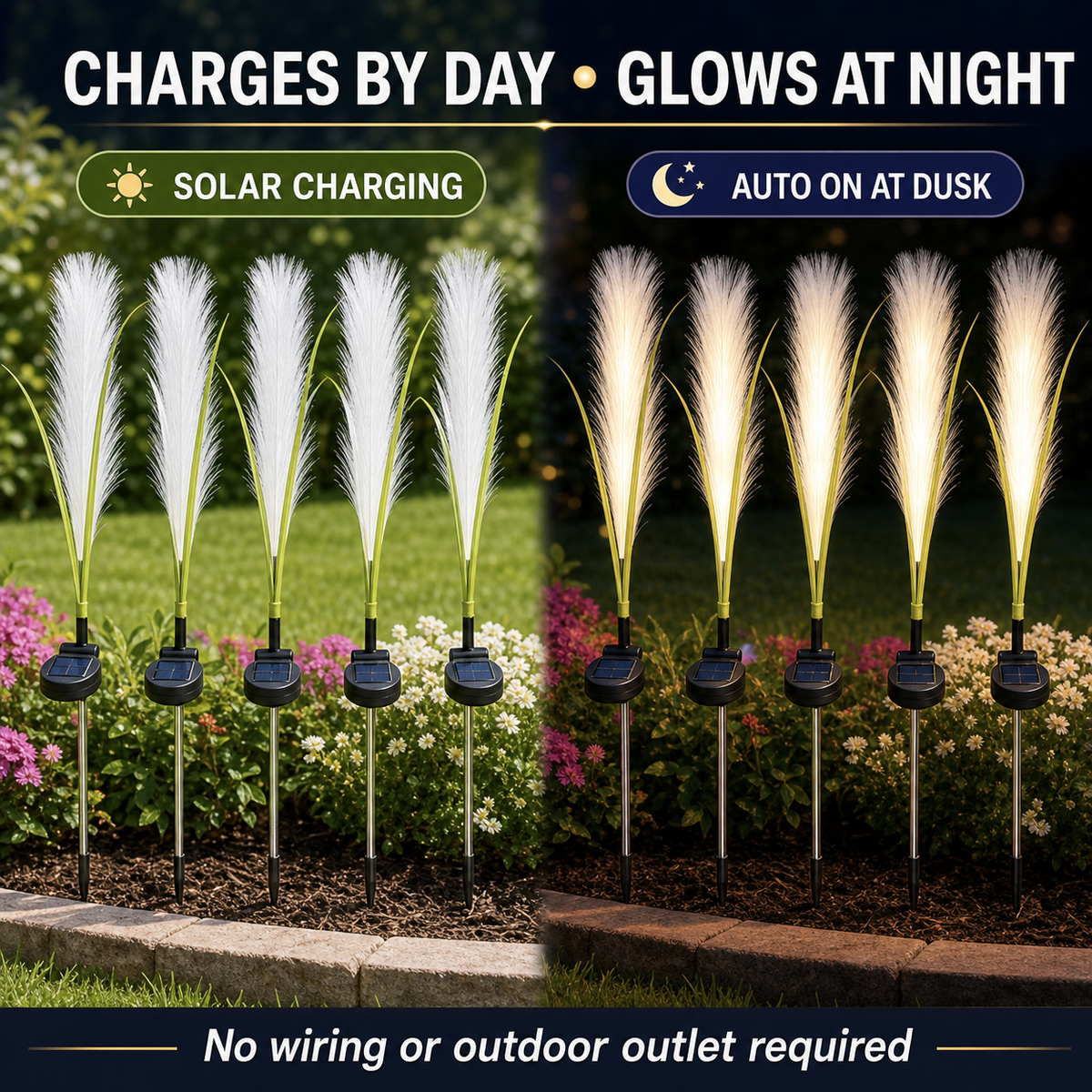 Solar Fiber-Optic Reed Garden Stake Light