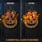 Light-Up Autumn Pumpkin Hanging Sign