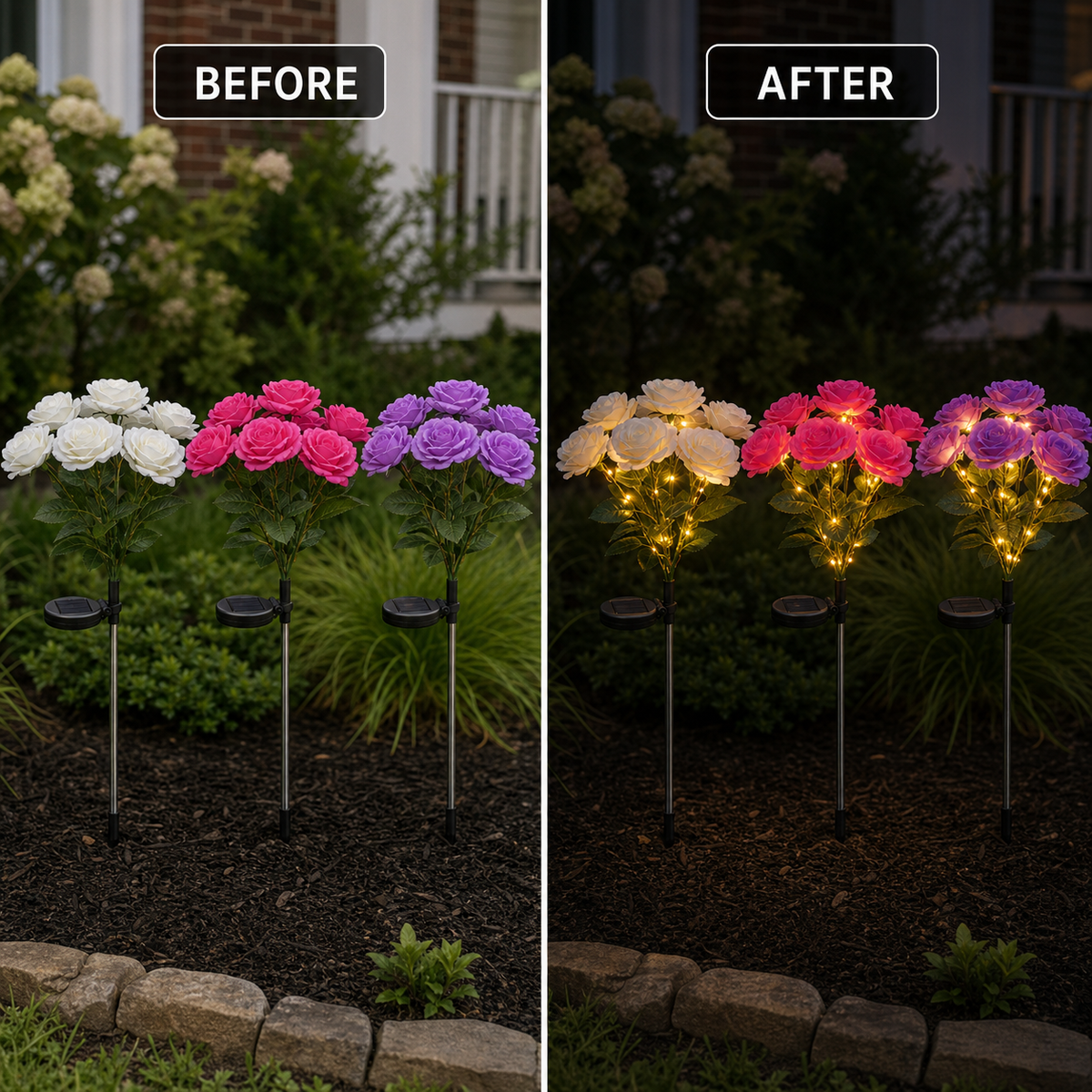 Solar 7-Head Rose Garden Stake Light