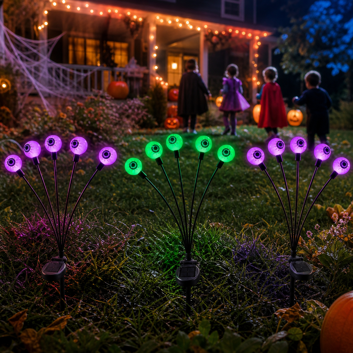 Luces solares de estaca con diseño de globo ocular para Halloween