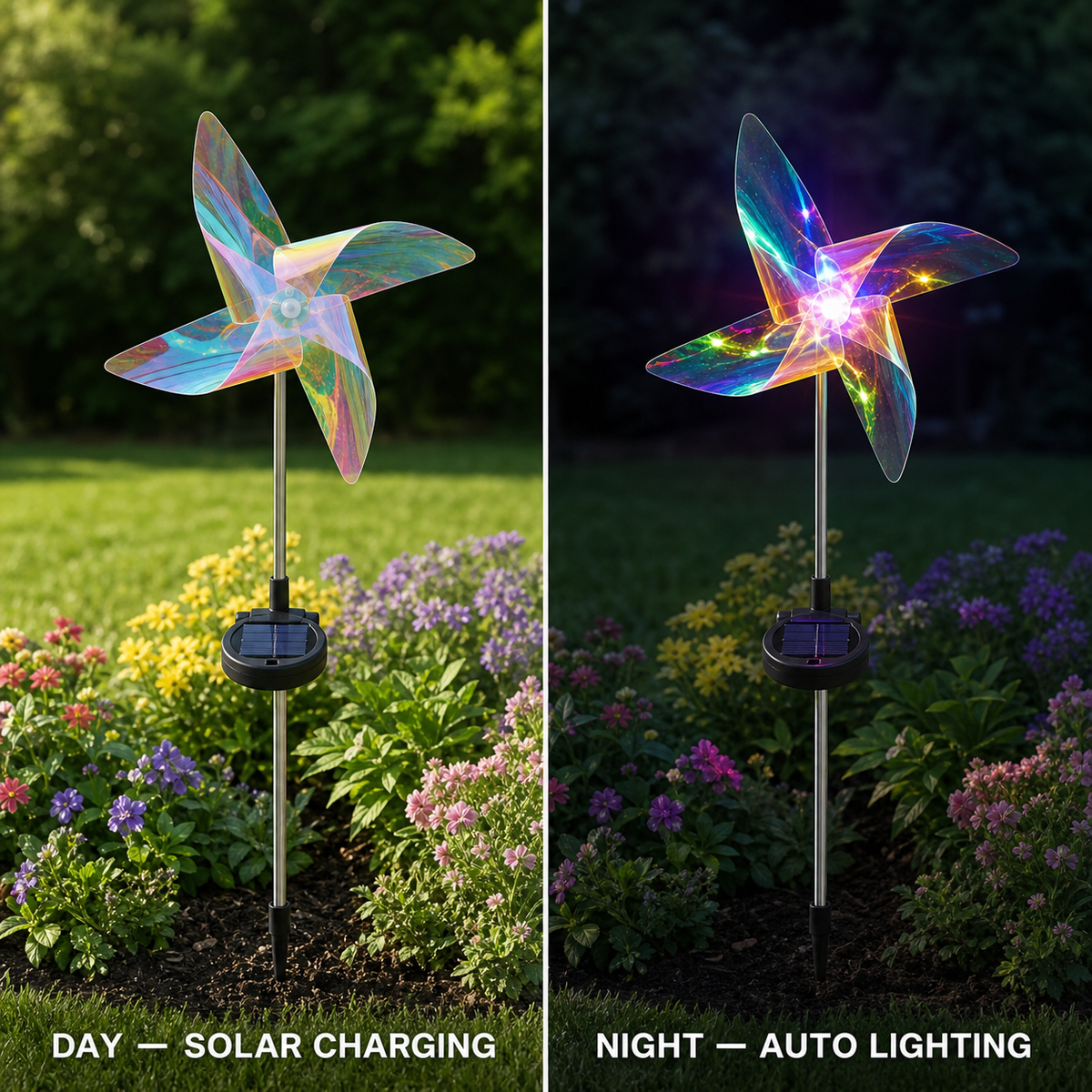 Solar Iridescent Pinwheel Garden Stake Light
