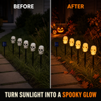 Estacas de luces solares de calavera para caminos, 5 unidades