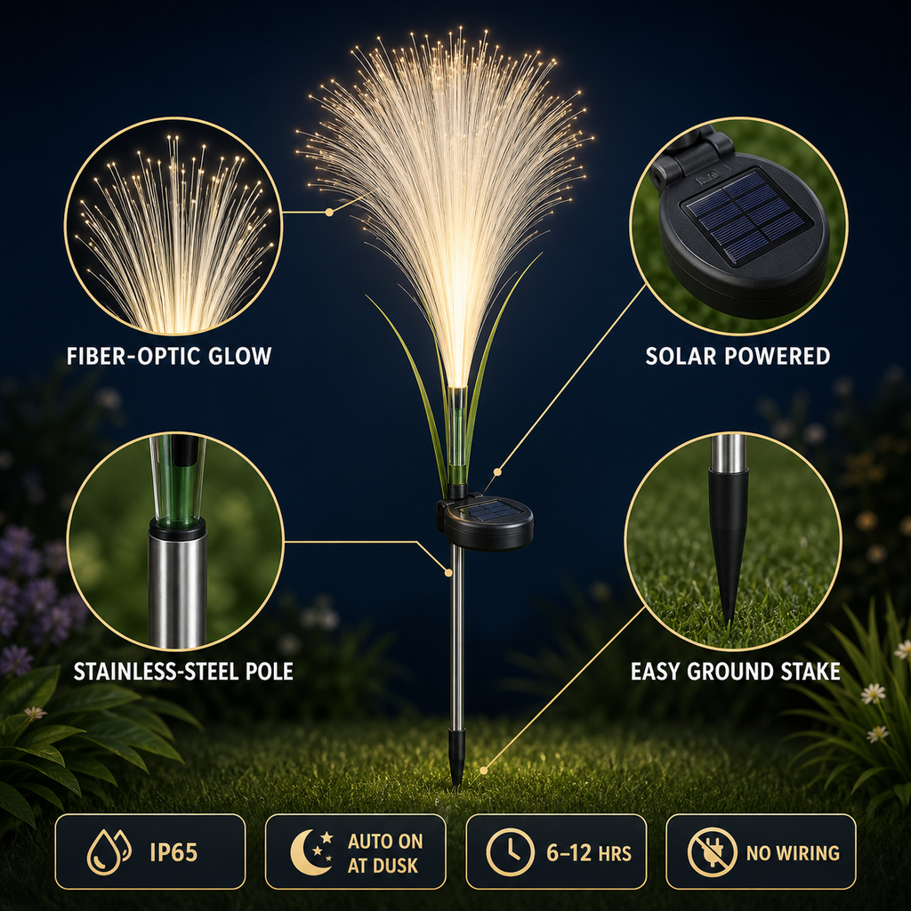 Solar Fiber-Optic Reed Garden Stake Light
