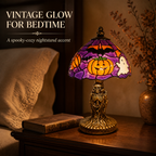 🔥Hot Sale - 40% OFF🔥 –🎃Retro Halloween Pumpkin Desk Lamp – Resin Bat & Ghost Accent Light, 3 Styles