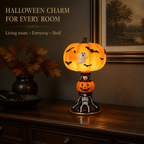 🔥Hot Sale - 40% OFF🔥 –🎃Retro Halloween Pumpkin Desk Lamp – Resin Bat & Ghost Accent Light, 3 Styles