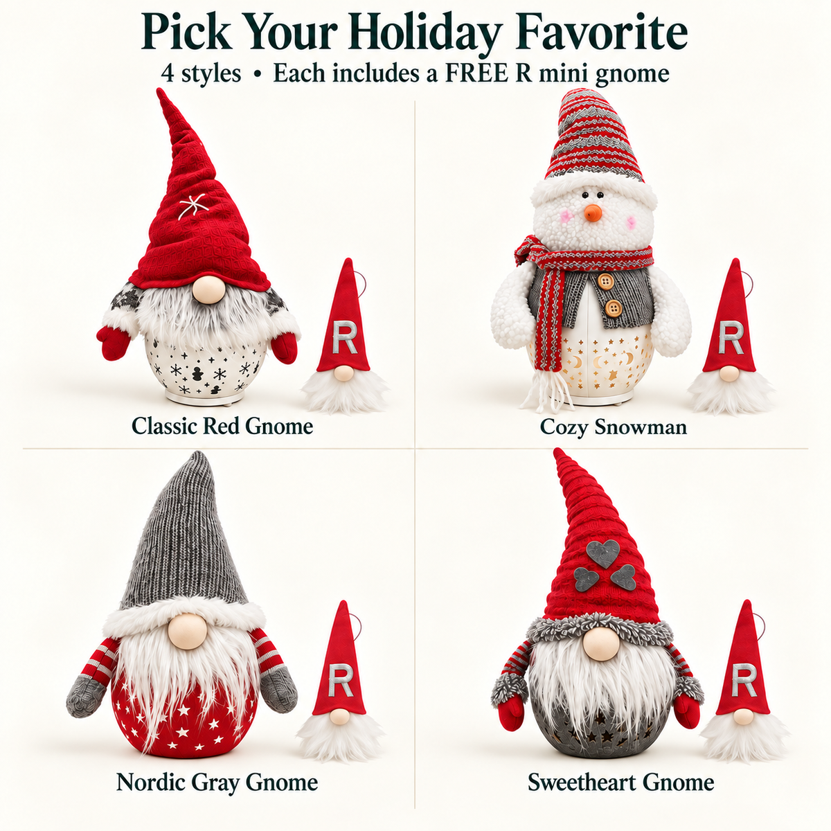 Free Shipping 🎄 Light-Up Christmas Gnome & Snowman Decor + Free R Mini Gnome