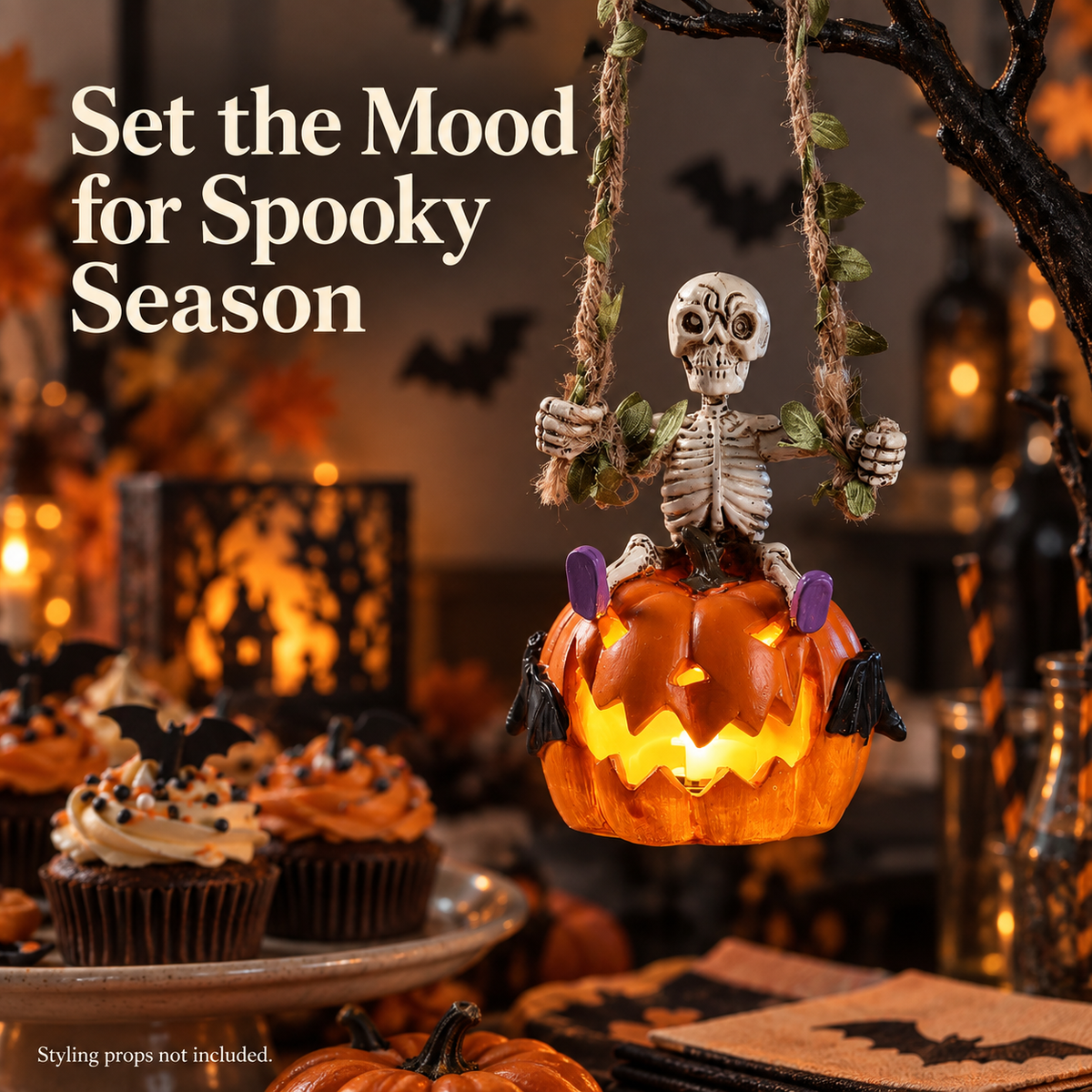 Free Shipping 🎃 Light-Up Skeleton Pumpkin Hanging Ornament | Halloween Decor