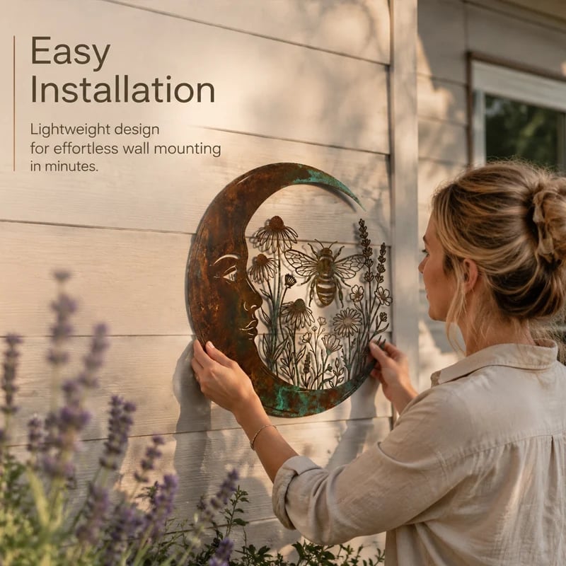🌙Enchanted Moon Garden Wall Art – Nature-Inspired Outdoor Decor