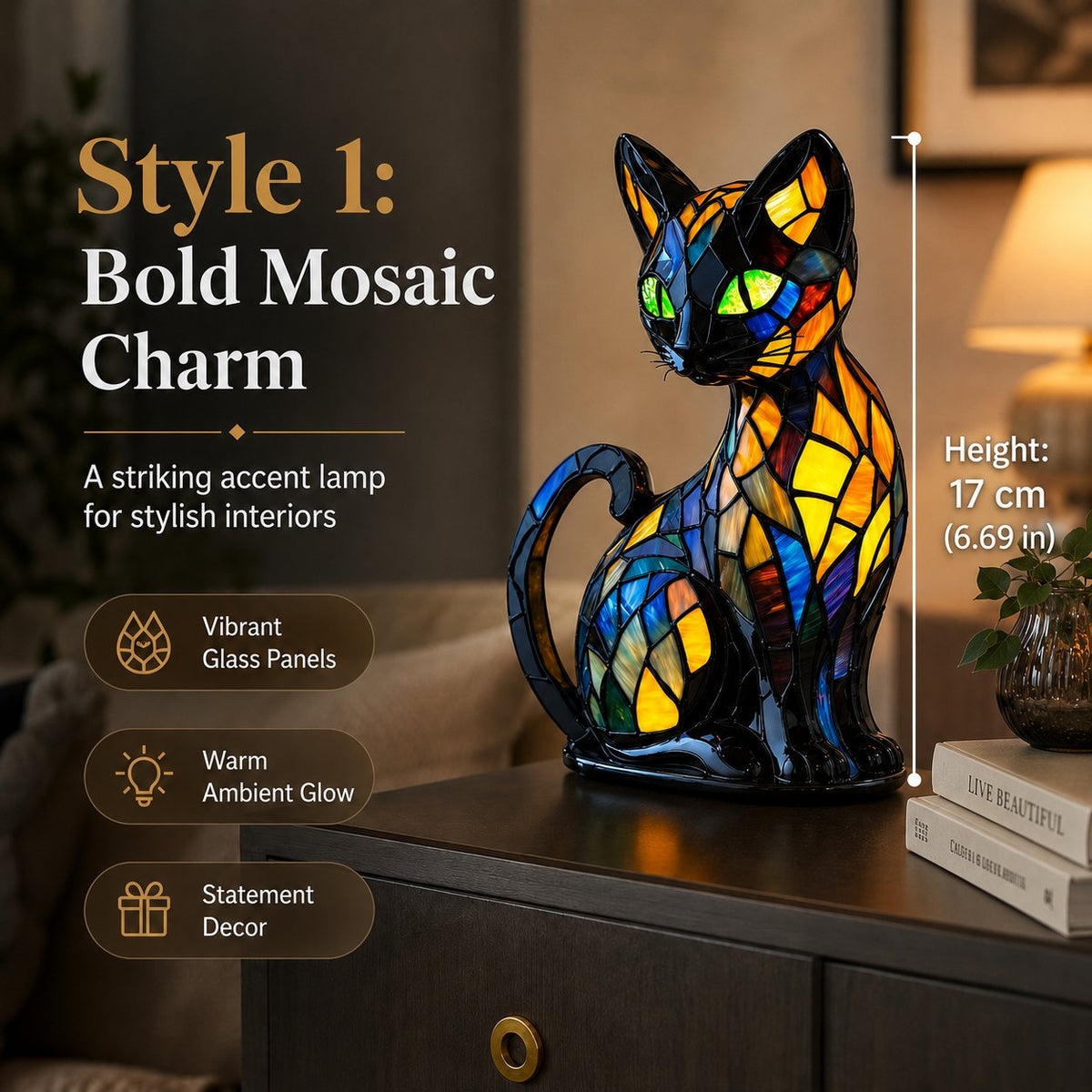 🐾 A Stained-Glass Cat Lamp That Makes Any Room Feel Magical ✨