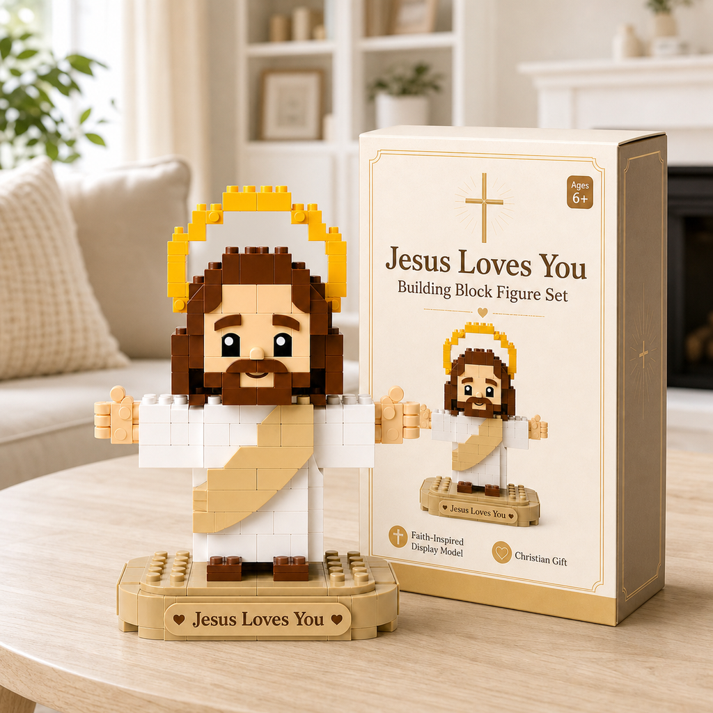 🚚 Free Shipping | Jesus Loves You Building Block Figure Set ✝️💛