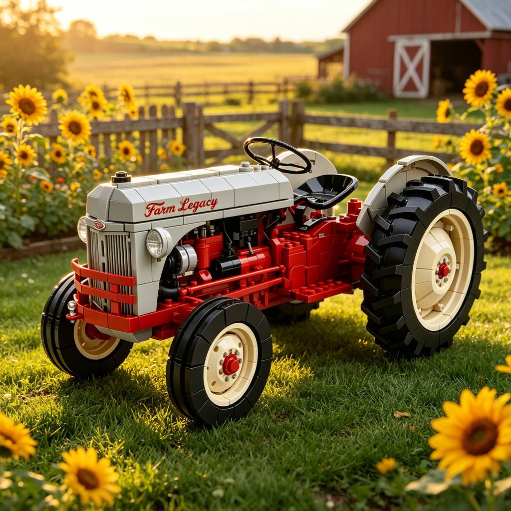🚚 Free Shipping |🔥Last Day 70% off🚜🌾Vintage Farm Tractor Brick Set – 1940s Classic Red & Gray Collector Edition