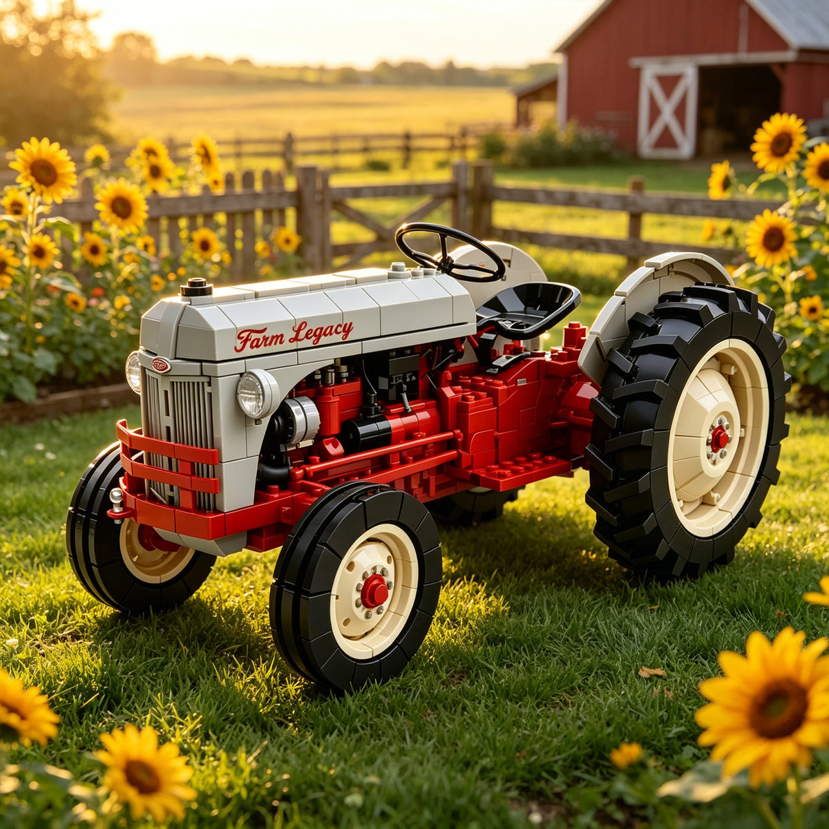 🚚 Free Shipping |🔥Last Day 70% off🚜🌾Vintage Farm Tractor Brick Set – 1940s Classic Red & Gray Collector Edition