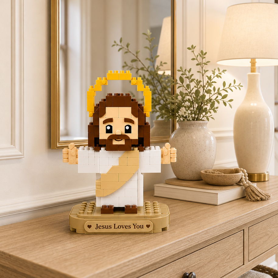 🚚 Free Shipping | Jesus Loves You Building Block Figure Set ✝️💛