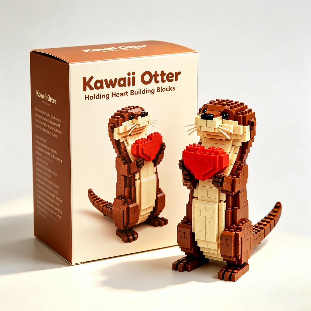 🚚 Free Shipping | Kawaii Otter Holding Heart Building Blocks