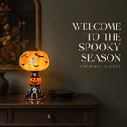 🔥Hot Sale - 40% OFF🔥 –🎃Retro Halloween Pumpkin Desk Lamp – Resin Bat & Ghost Accent Light, 3 Styles