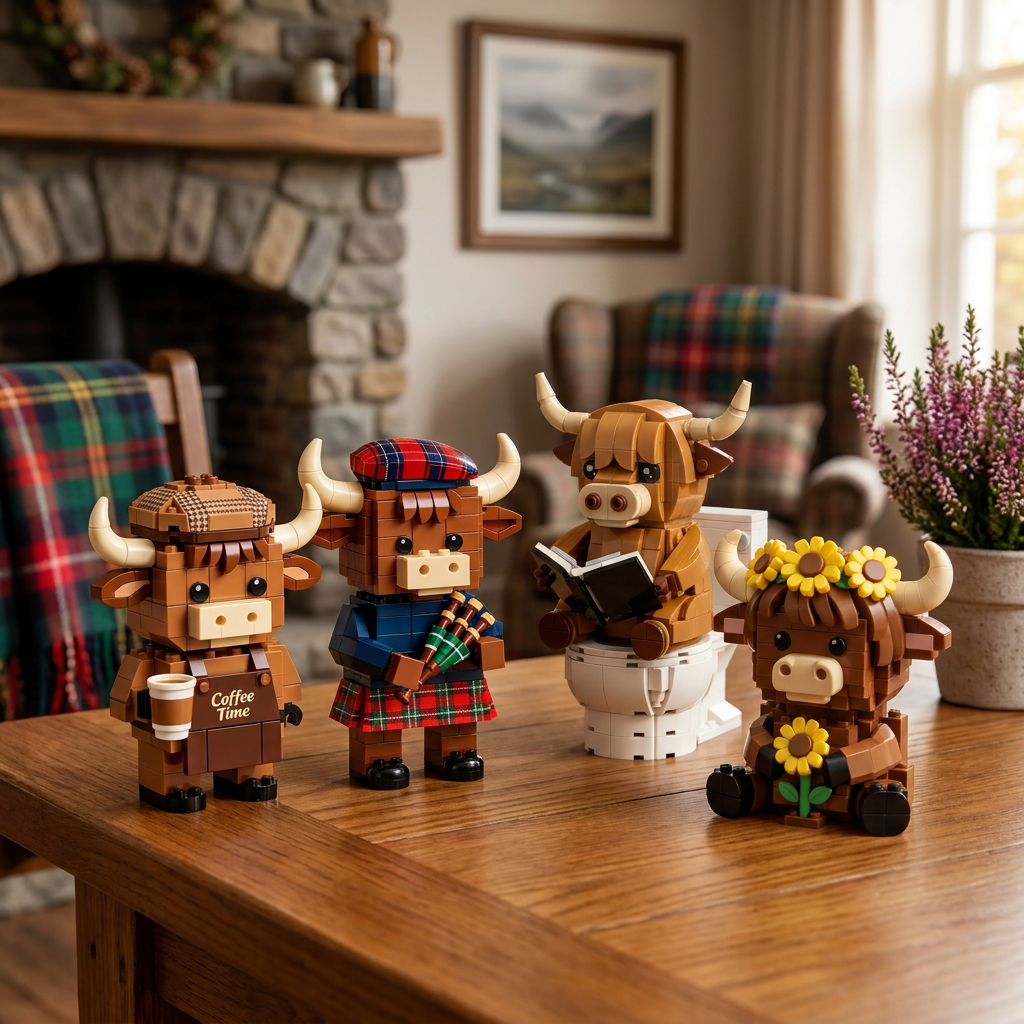 🚚 Free Shipping | Scottish Highland Cow Brick Figure Collection