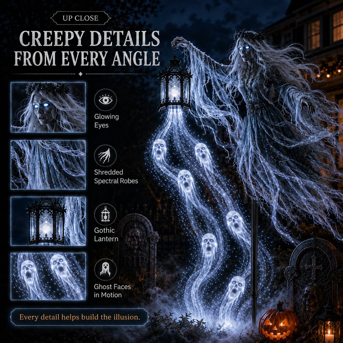 💀The Wailing Wraith Soul Harvester| LED Animated Halloween Decor