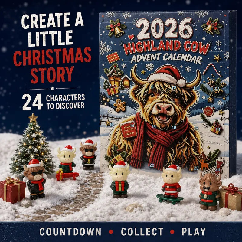 Free Shipping 🎄🐄 2026 Highland Cow Advent Calendar, 24 Days Christmas Countdown, Collectible Figures Gift
