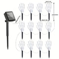 12Pcs Halloween Solar Ghost Hand Lights – 8 Modes, IP44, Purple Glow for Garden & Pathway Decor
